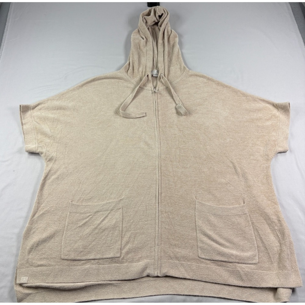 Barefoot Dreams Hoodie Womens Small Beige Cozychic Ultra Lite Full Zip Lounge